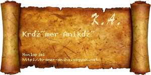 Krámer Anikó névjegykártya